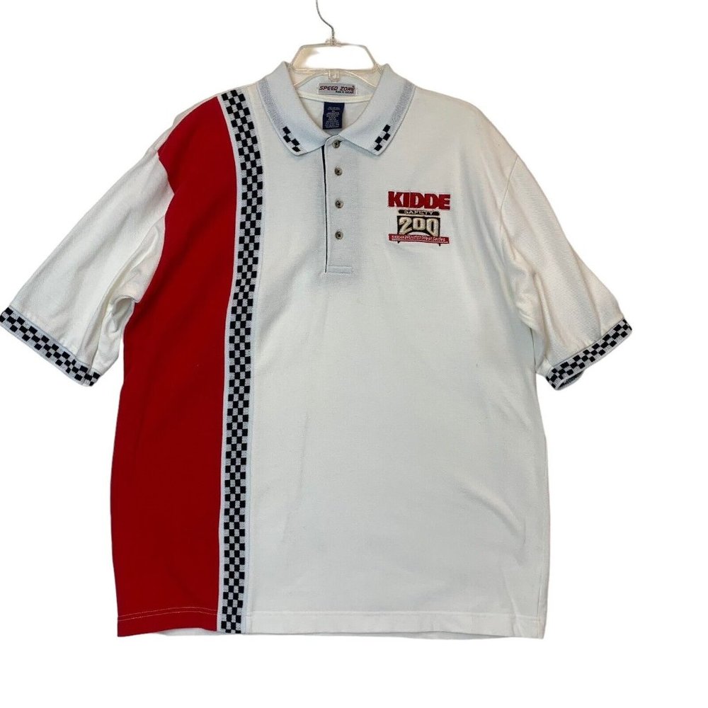 Vintage KIDDE Nascar Speed Zone Race‎ Gear Polo Mens Shirt XL Red White PPIR